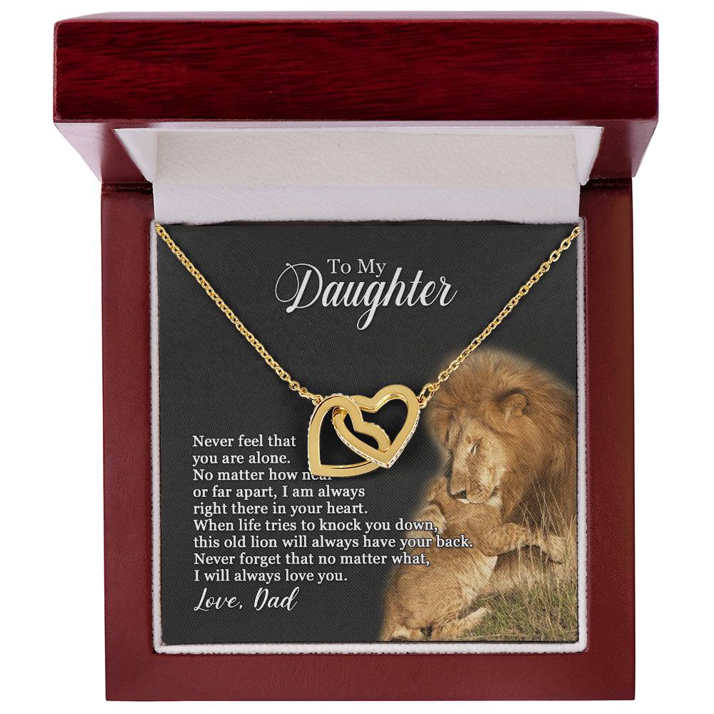 To My Daughter - I Will Always Love You - Necklace Interlocking Hearts Necklace