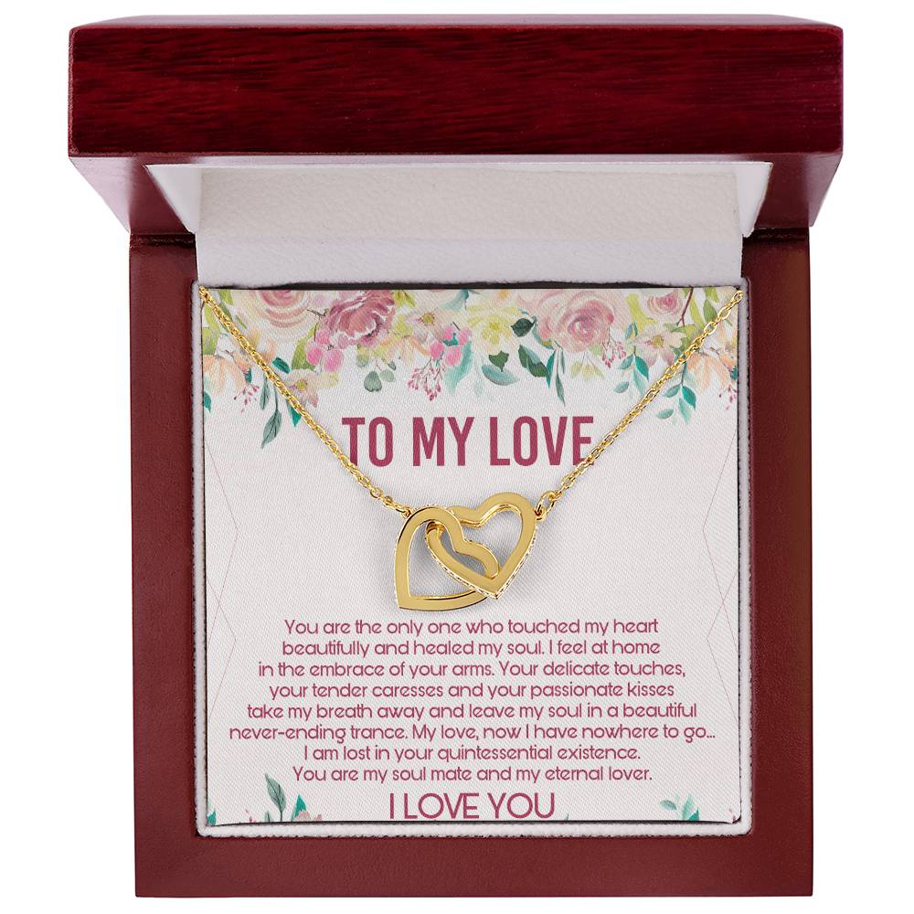 To My Love Interlocking Hearts Necklace Message Card