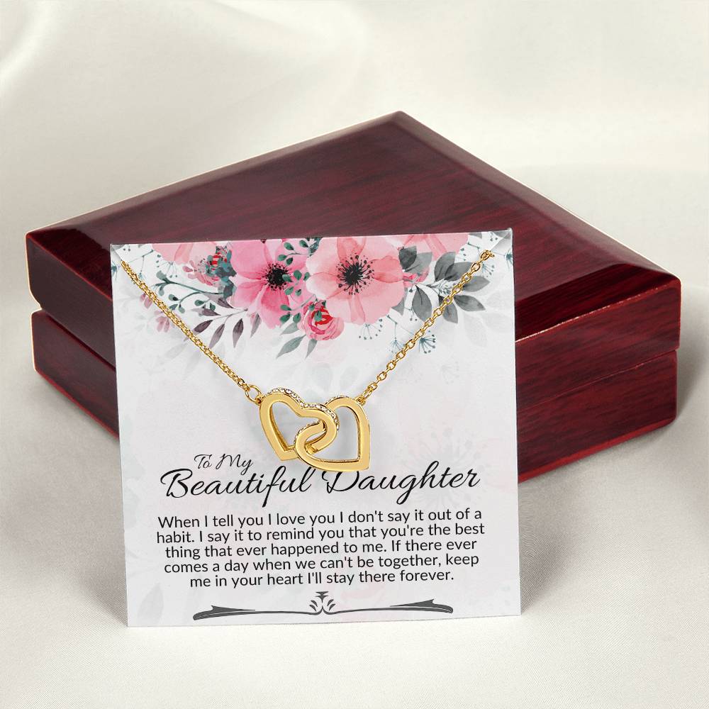 Interlocking Heart Necklace-To My Beautiful Daughter Interlocking Hearts Necklace
