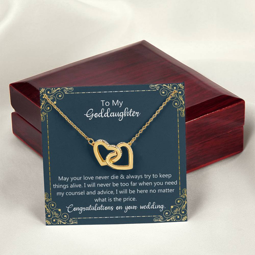 To My Goddaughter Wedding Gift - May Your Love Never Die Necklace Interlocking Hearts Necklace
