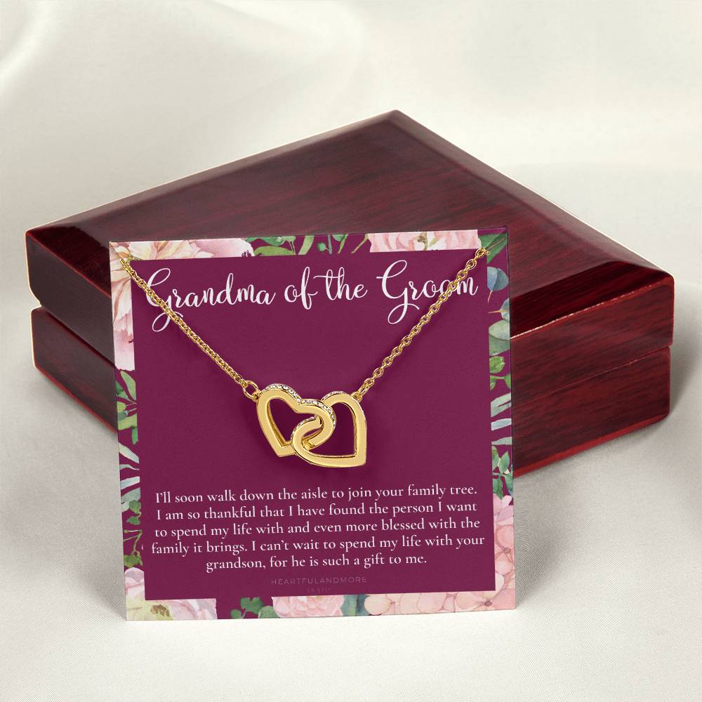 Grandmother Of The Groom Gift Necklace Grandma Wedding Gift Nana Bridal Shower Rehearsal Dinner Thank You Gift Interlocking Hearts Necklace