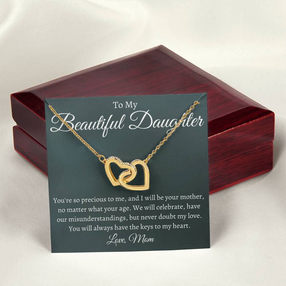 To My Beautiful Daughter - Be Your Mother Interlocking Hearts Necklace