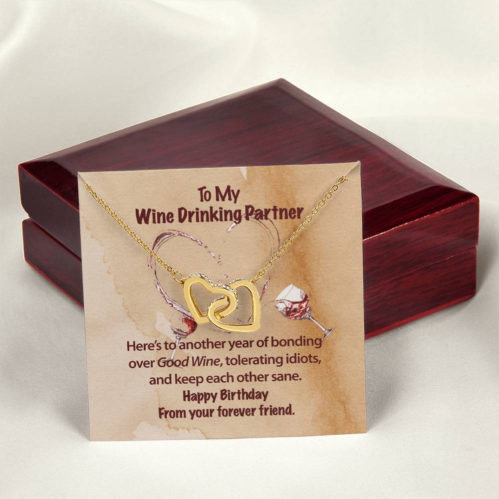 Wine Partner Necklace Interlocking Hearts Necklace