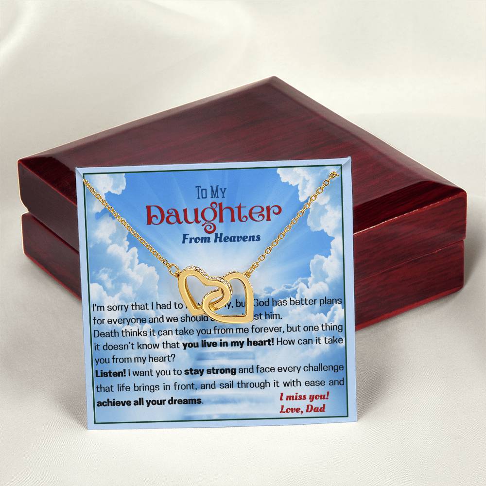 Dad Remembrance Necklace For Daughter - Dad Memorial Gift Interlocking Hearts Necklace