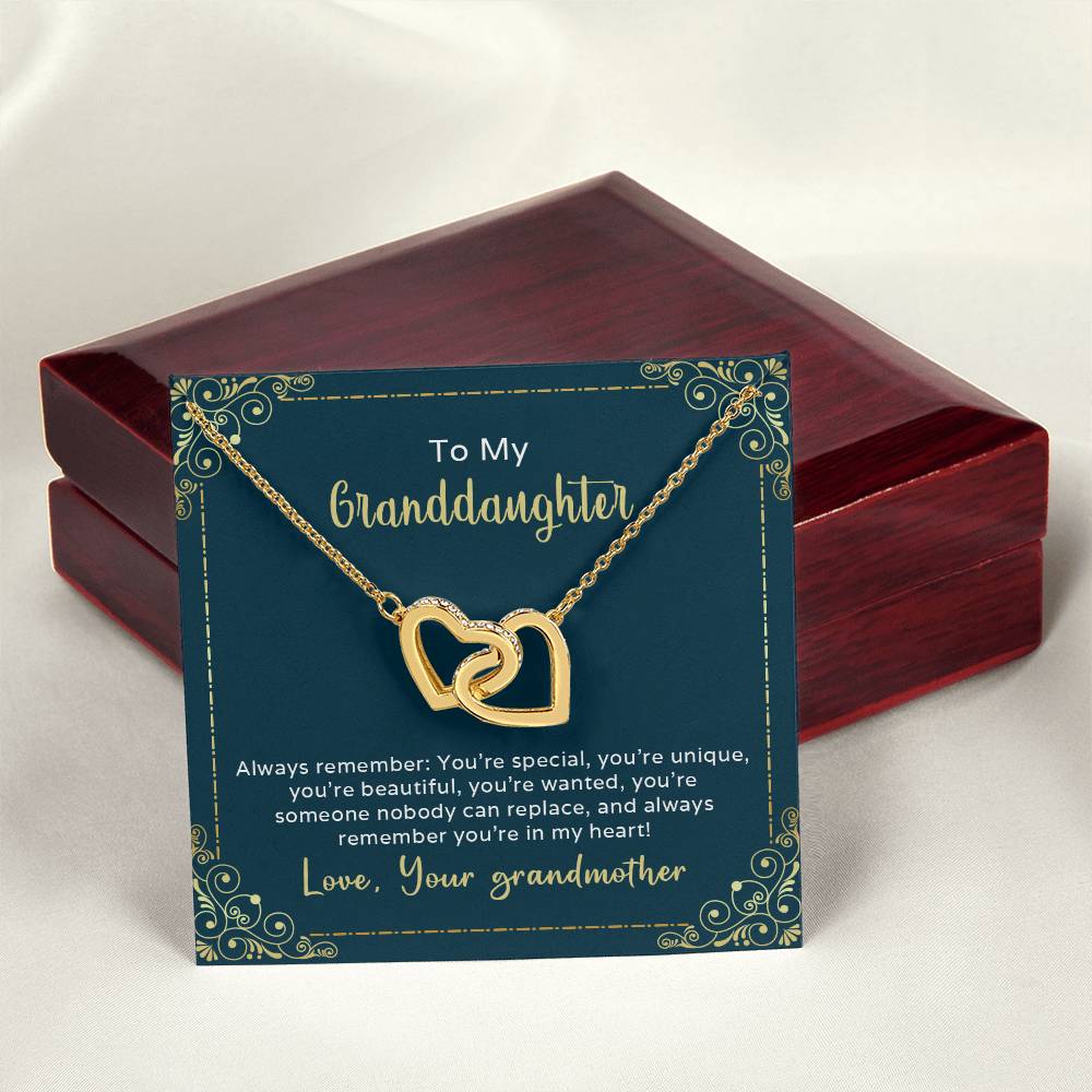Interlocking Hearts Necklace To My Granddaughter Always Remember You'Re Special