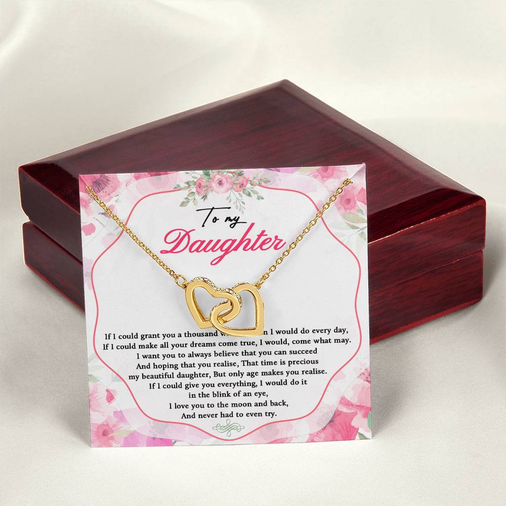 To My Daughter Necklace Wishes For My Daughter Poem Interlocking Hearts Necklace