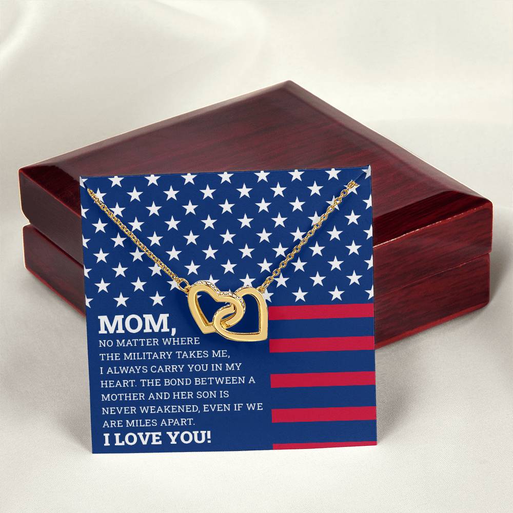 To My Mom - I Love You Message - Tmm06 Interlocking Hearts Necklace