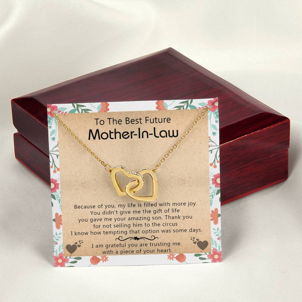 Gift For Future Mother-In-Law - My Life Is Filled With More Joy New - Interlocking Interlocking Hearts Necklace
