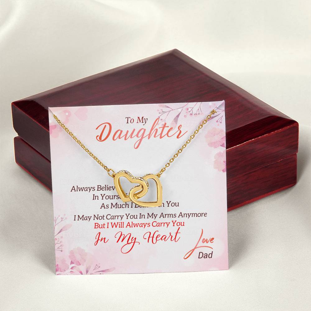 I May Not Carry You In My Arms Anymore But I Will Always Carry You In My Heart Necklace With Message Card Interlocking Hearts Necklace