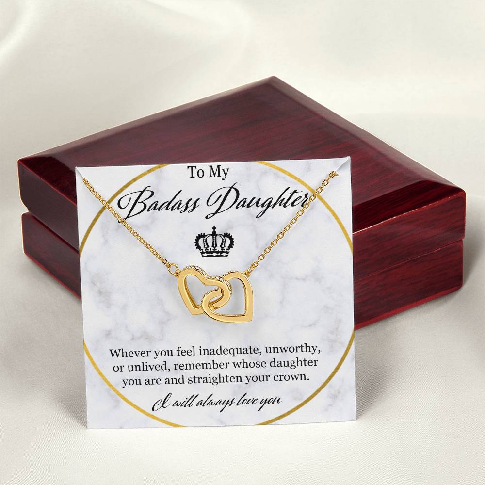 To My Badass Daughter Interlocking Hearts Necklace