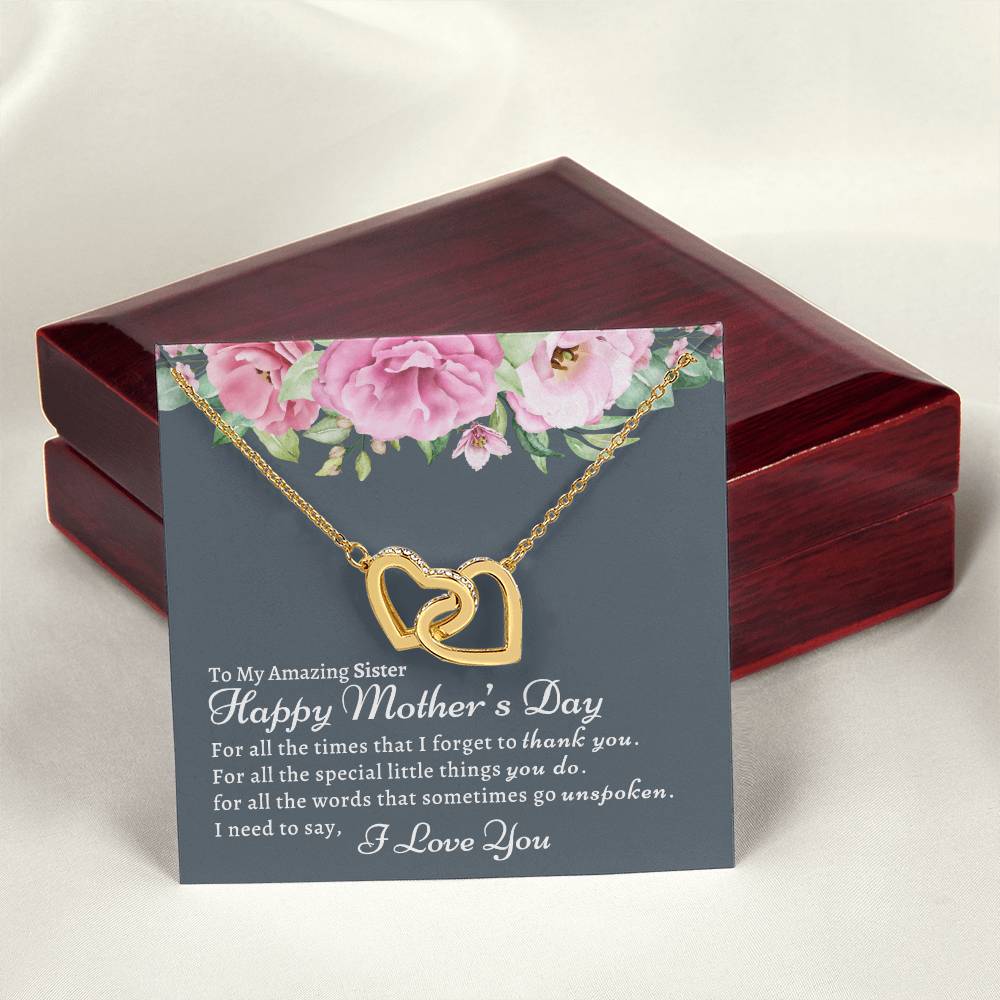 To My Amazing Sister Necklace Interlocking Hearts Necklace