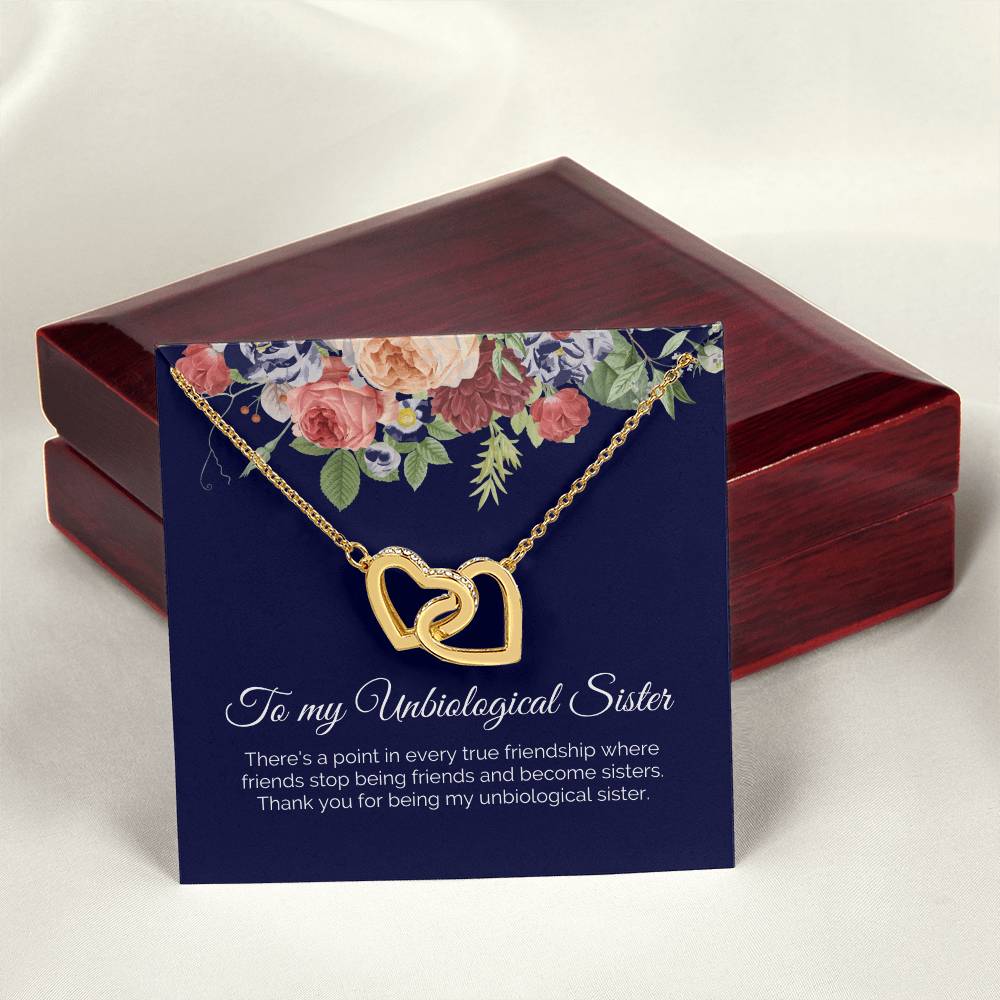 To My Unbiological Sister True Friendship Interlocked Hearts Necklace Interlocking Hearts Necklace