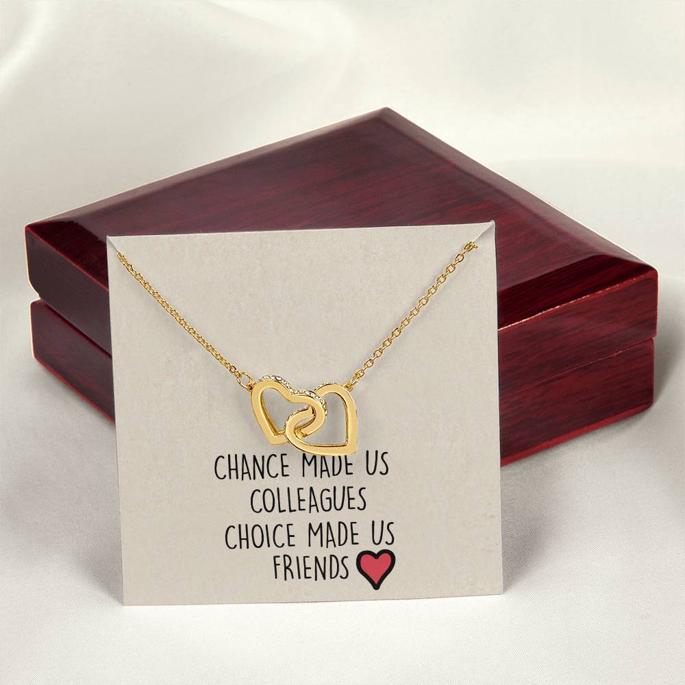 Chance Made Us Colleagues Interlocking Heart Necklace Best Friend Gift Bff Gift Interlocking Hearts Necklace