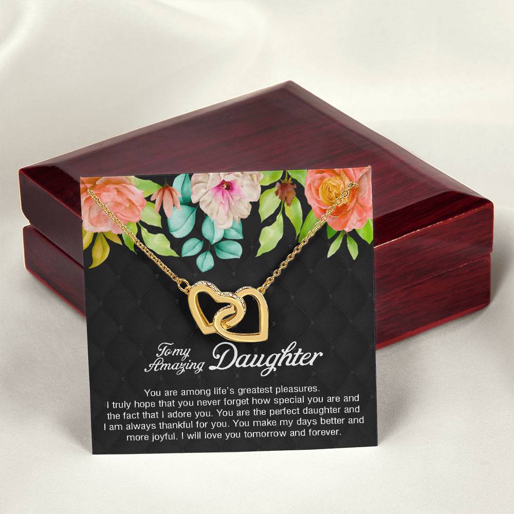 To My Amazing Daughter You Are Special And Adored Interlocking Hearts Necklace