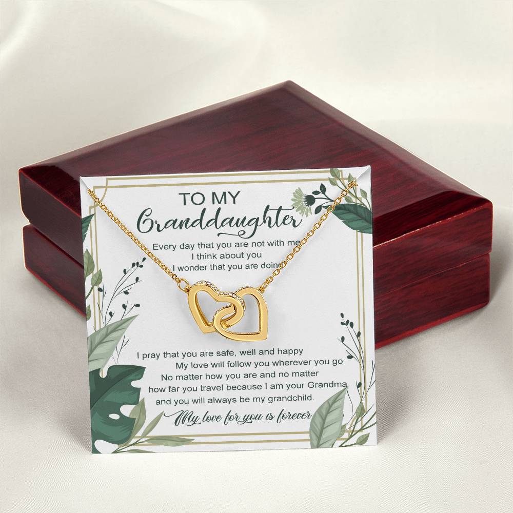 To My Granddaughter Interlocking Heart Necklace Interlocking Hearts Necklace