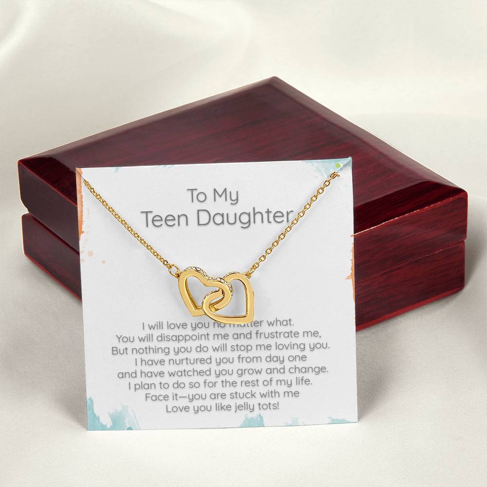 Teen Daughter I Love You No Matter What - Locked Hearts Necklace Interlocking Hearts Necklace