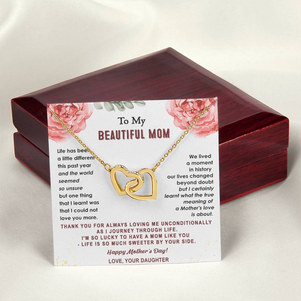 Gift For Mom - True Meaning Of A Mother'S Love - Interlocking Interlocking Hearts Necklace