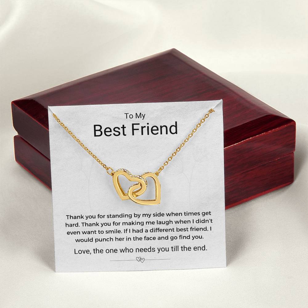 Standing By My Side Best Friend Interlocking Hearts Necklace