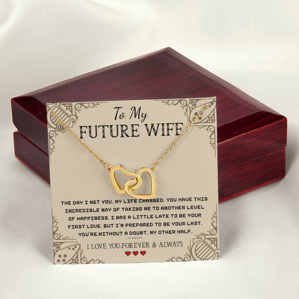 To My Future Wife - I Love You Interlocking Hearts Necklace