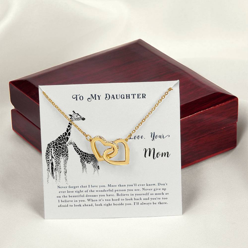 For Daughter - Never Forget That I Love You - Interlocking Hearts Necklace