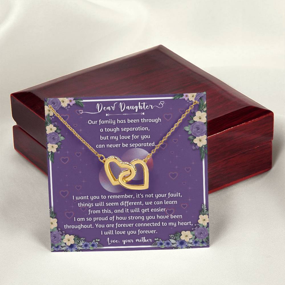 Forever Connected Hearts Necklace To My Daughter - A Never Separated Love - From Mother Interlocking Hearts Necklace