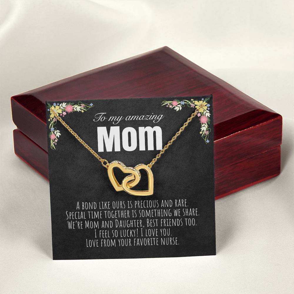 To My Mom - From Your Favorite Nurse Interlocking Hearts Necklace