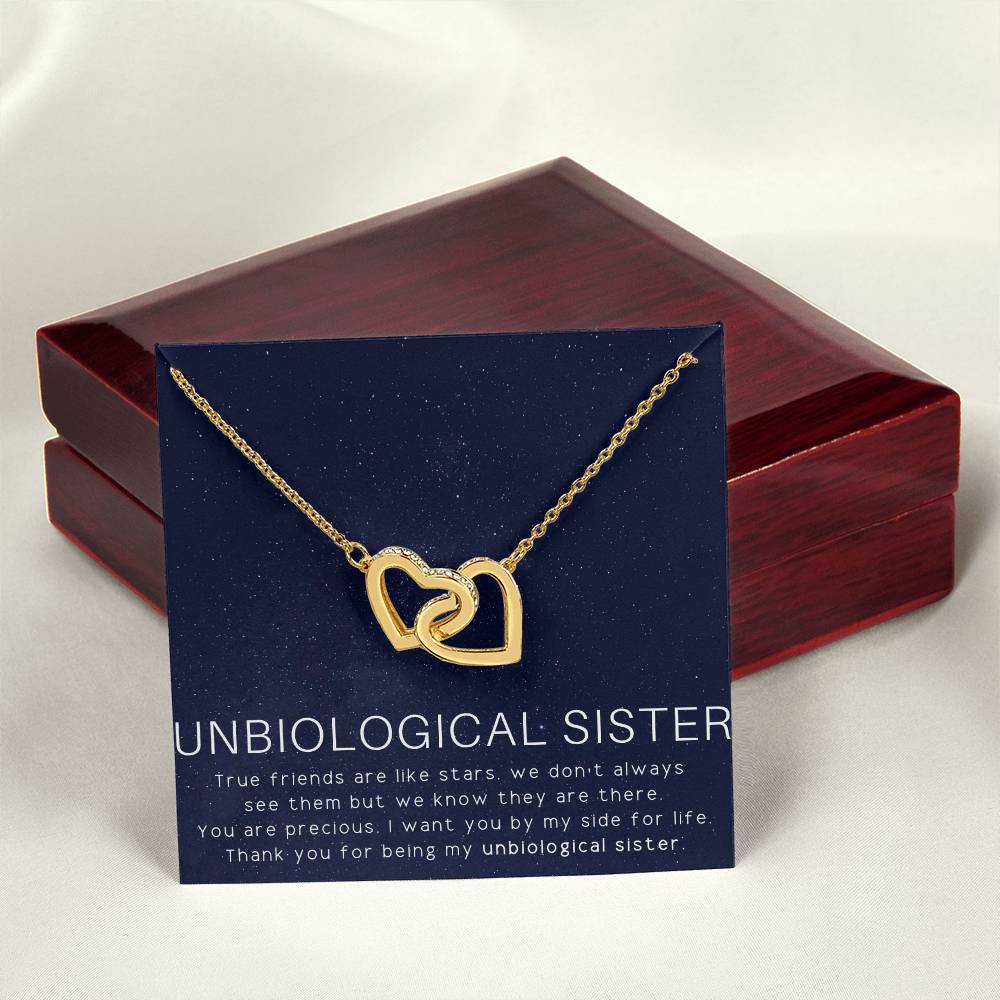 Unbiological Sister Necklace Soul Sister Sorority Sister Sister In Law Necklace Interlocking Hearts Necklace