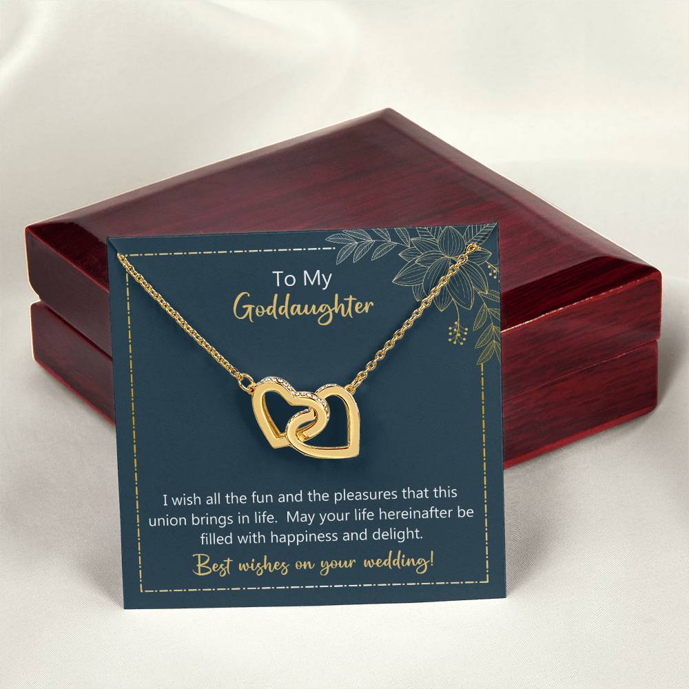 To My Goddaughter May Your Life Filled With Happiness And Delight Necklace Interlocking Hearts Necklace