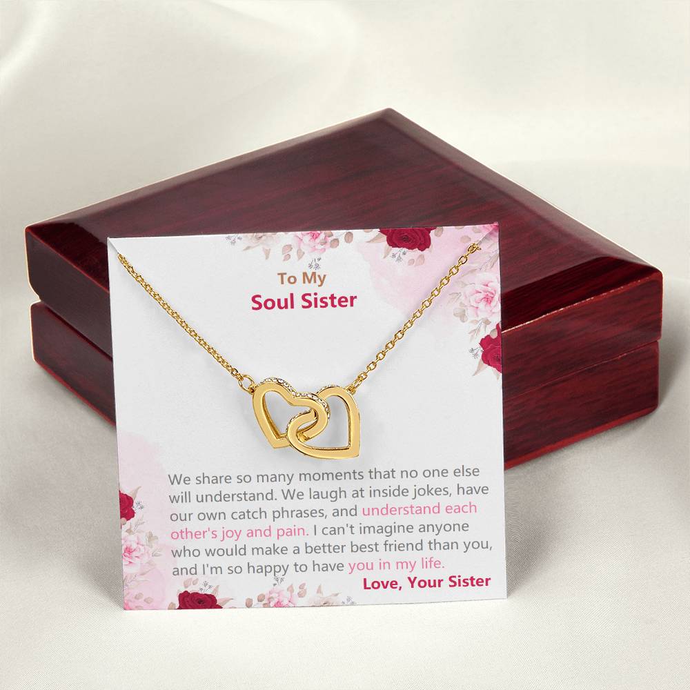 Soul Sister Necklace -Heart Jewelry Gift On Her Birthday Interlocking Hearts Necklace