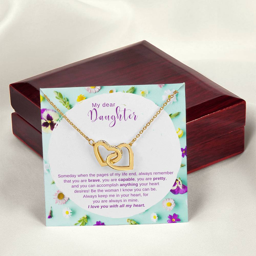 To My Daughter Be The Woman You Can Be - Necklace Interlocking Hearts Necklace