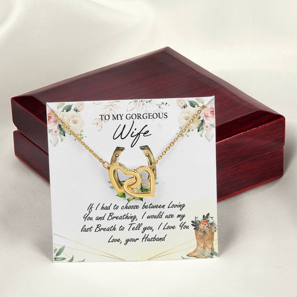 To My Gorgeous Wife Interlocking Hearts Necklace Mother'S Day Message Card