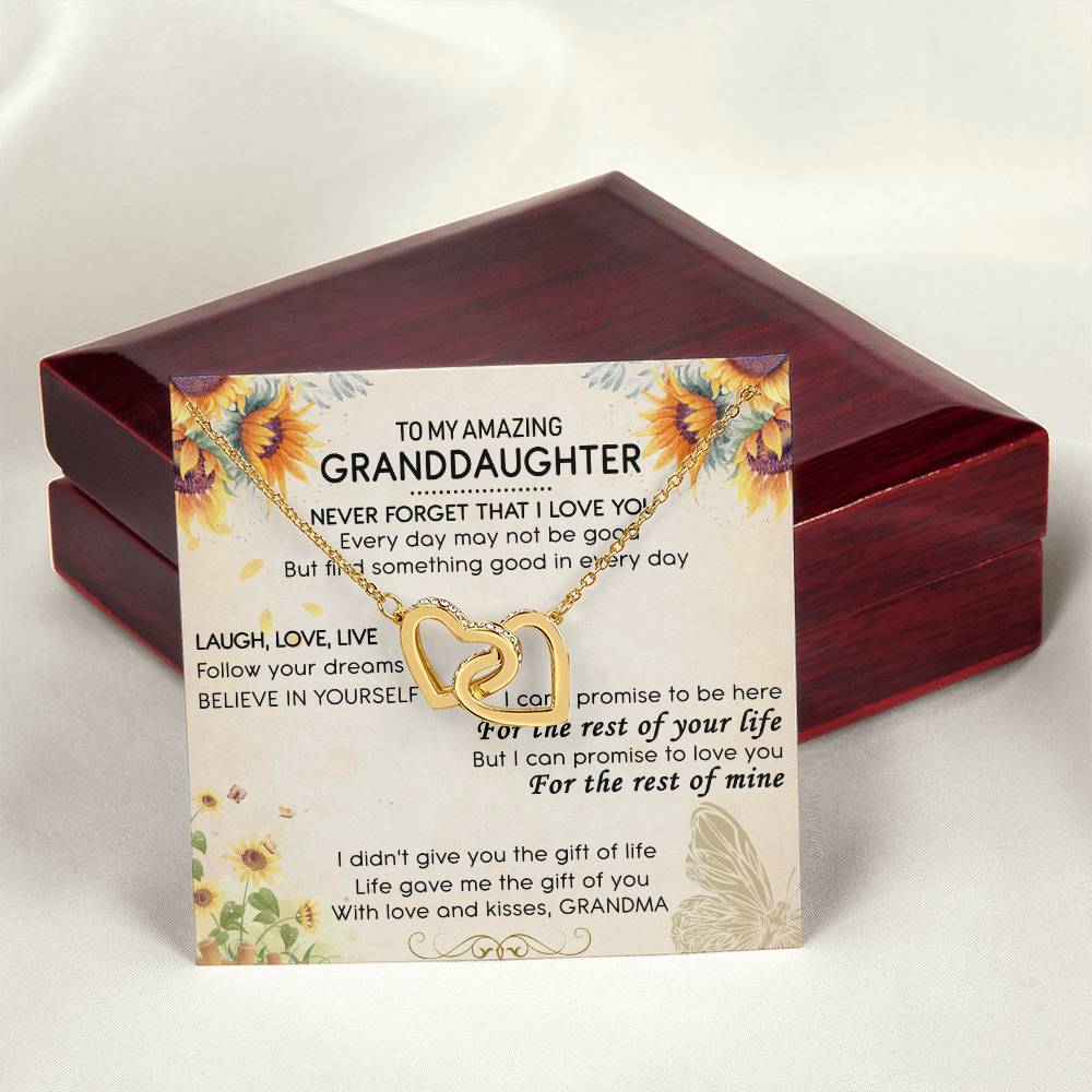 To My Amazing Granddaughter Interlocking Hearts Necklace Message Card
