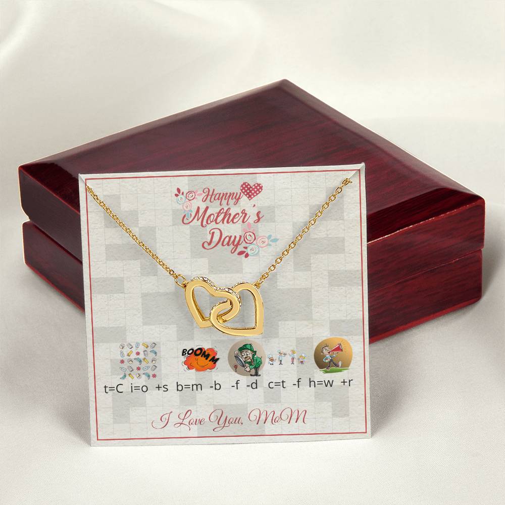 Interlocking Heart Necklace For Mom With Riddle Message Card Interlocking Hearts Necklace