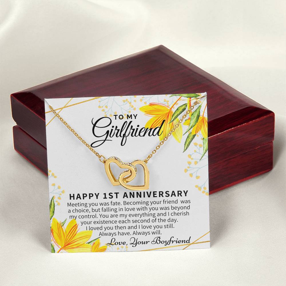 1St Anniversary Gift For Girlfriend Personalized Anniversary Gift One Year Anniversary Gifts 1 Year Anniversary Gift For Girlfriend Interlocking Hearts Necklace