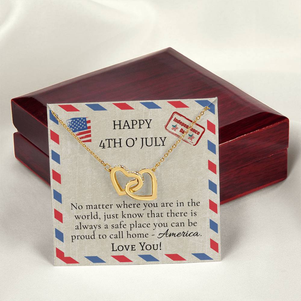 Fourth Of July Necklace Interlocking Hearts Necklace