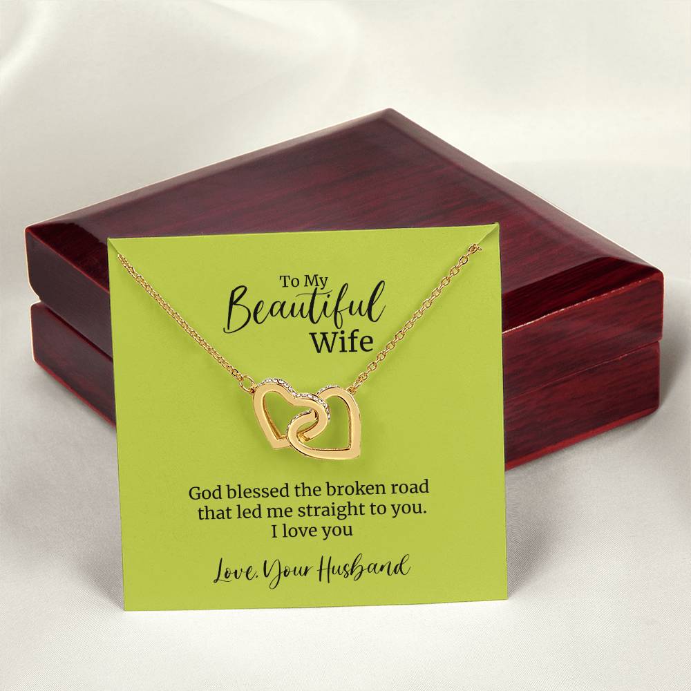 God Blessed The Broken Road To You Interlocking Hearts Necklace