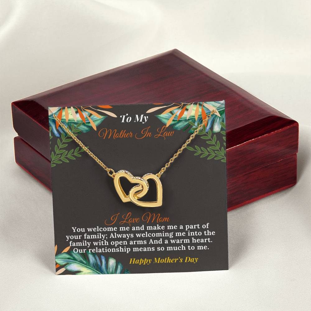 To My Loving Mother In Law-Happy Mother'S Day Interlocking Hearts Necklace