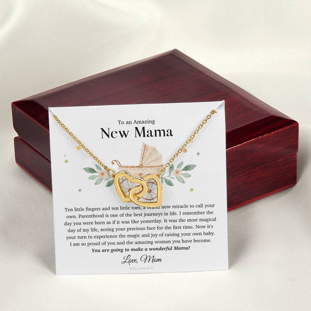 To An Amazing New Mama - Interlocking Heart Necklace Interlocking Hearts Necklace