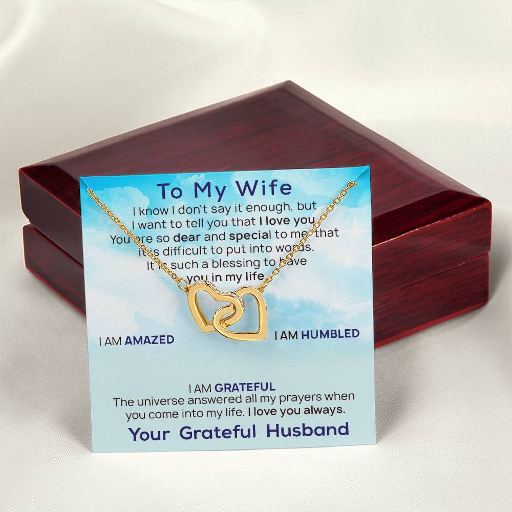 To My Wife Necklace Birthday Gift For Wife Valentine Gift For Wife Anniversary Gifts Necklace For Wife Appreciation Gift For Wife Interlocking Hearts Necklace