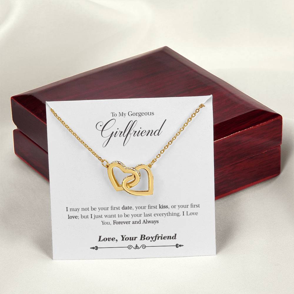 To My Gorgeous Girlfriend Necklace Gift Ideas Interlocking Hearts Necklace