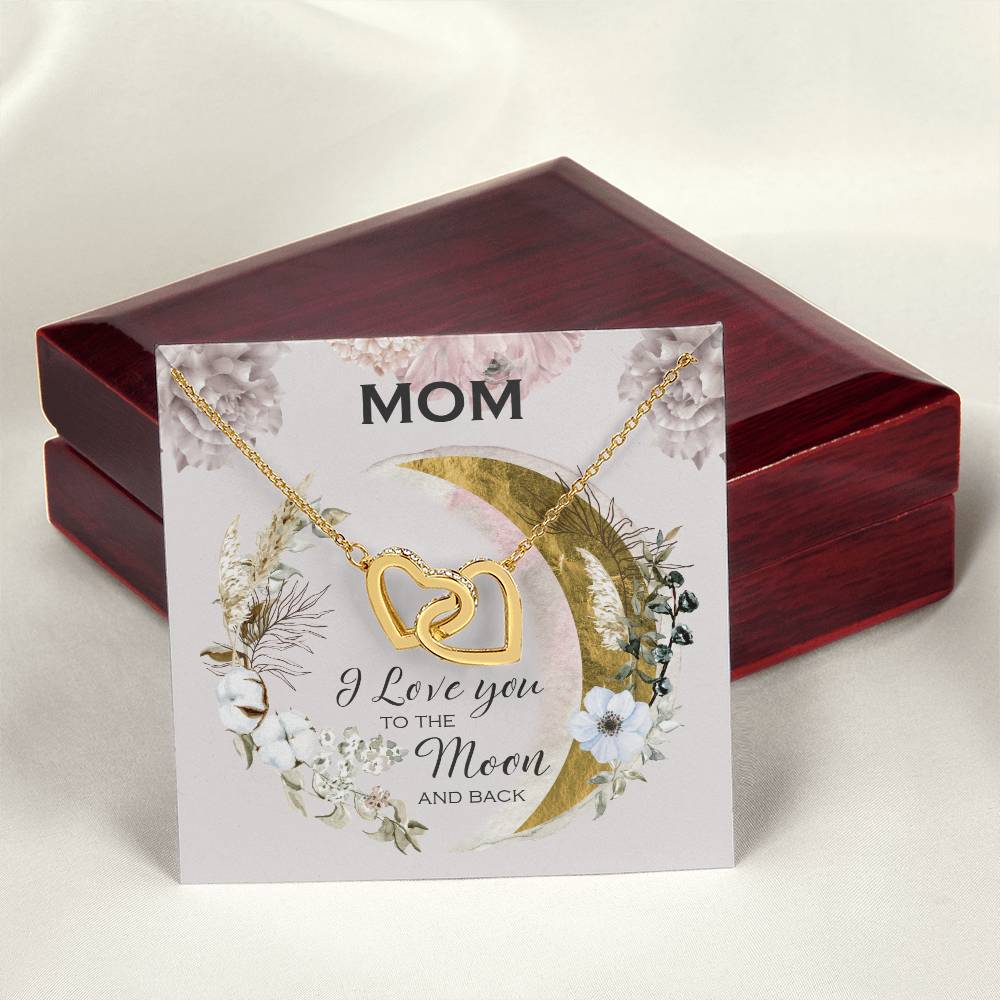 Birthday Gift From Daughter Gift For Mom I Love You To The Moon And Back Necklace For Mom Mother'S Day Gift Women'S Jewelry Interlocking Hearts Necklace