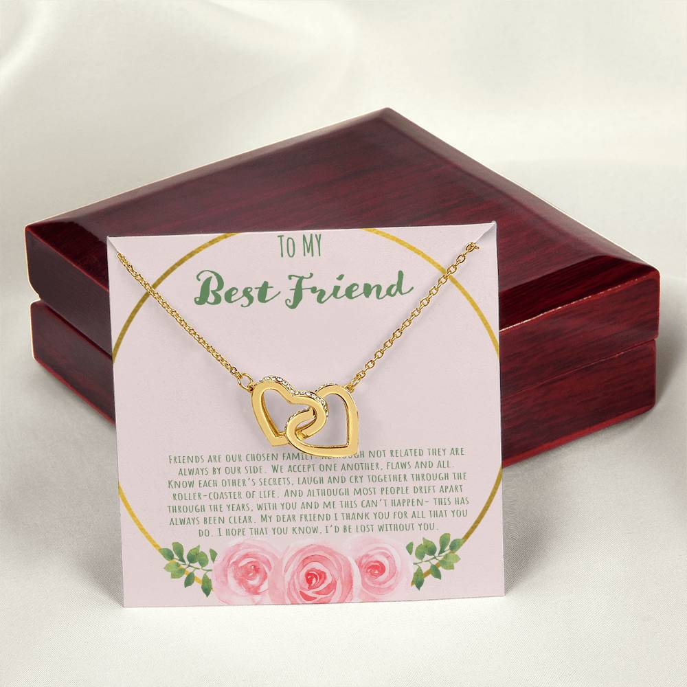 To My Bestfriend Our Friends Are Our Chosen Family Interlocking Hearts Necklace
