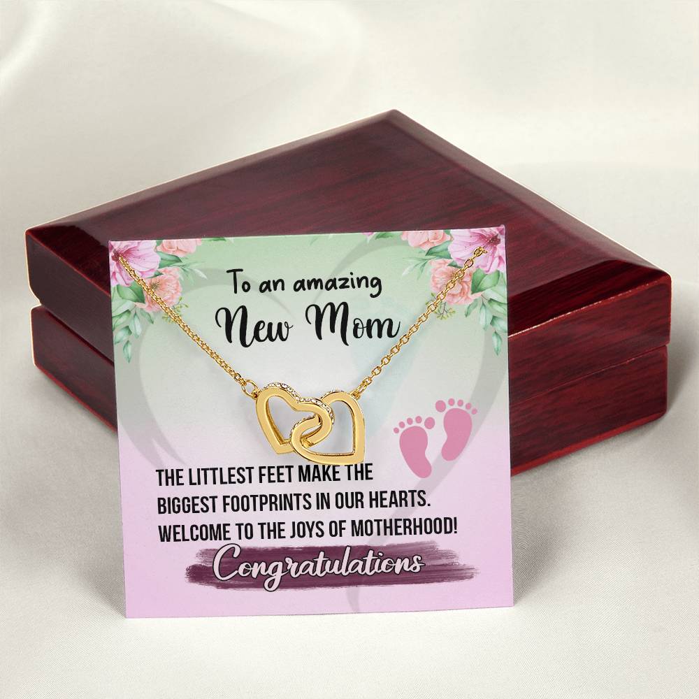 To An Amazing Mom- Gift For New Mom Interlocking Hearts Necklace