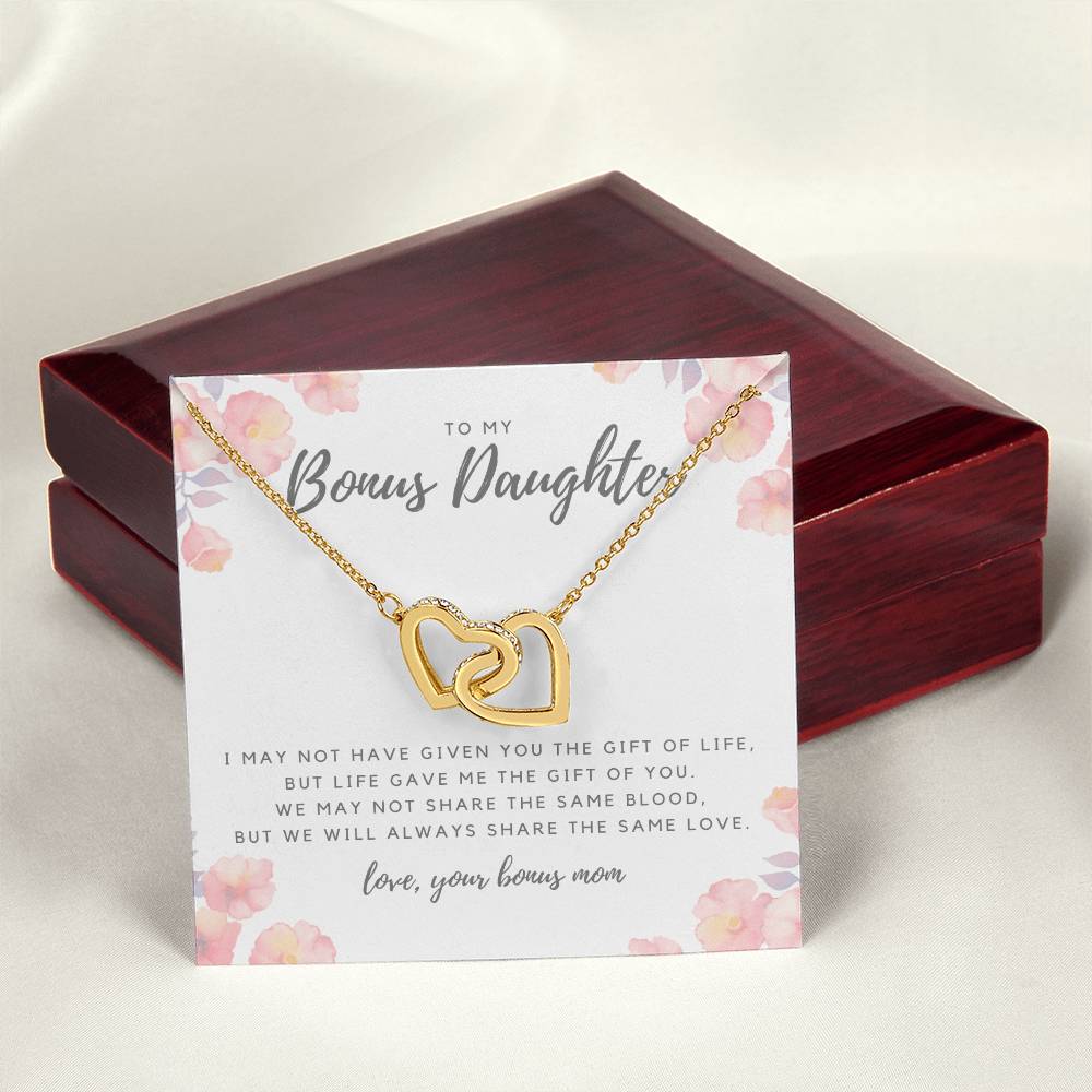 To My Bonus Daughter Necklace Interlocking Hearts Necklace