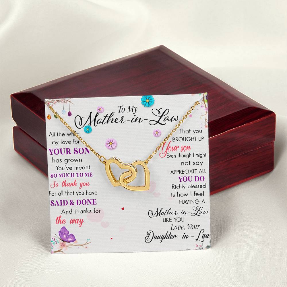 To My Mother In Law Love Family Interlocking Hearts Necklace
