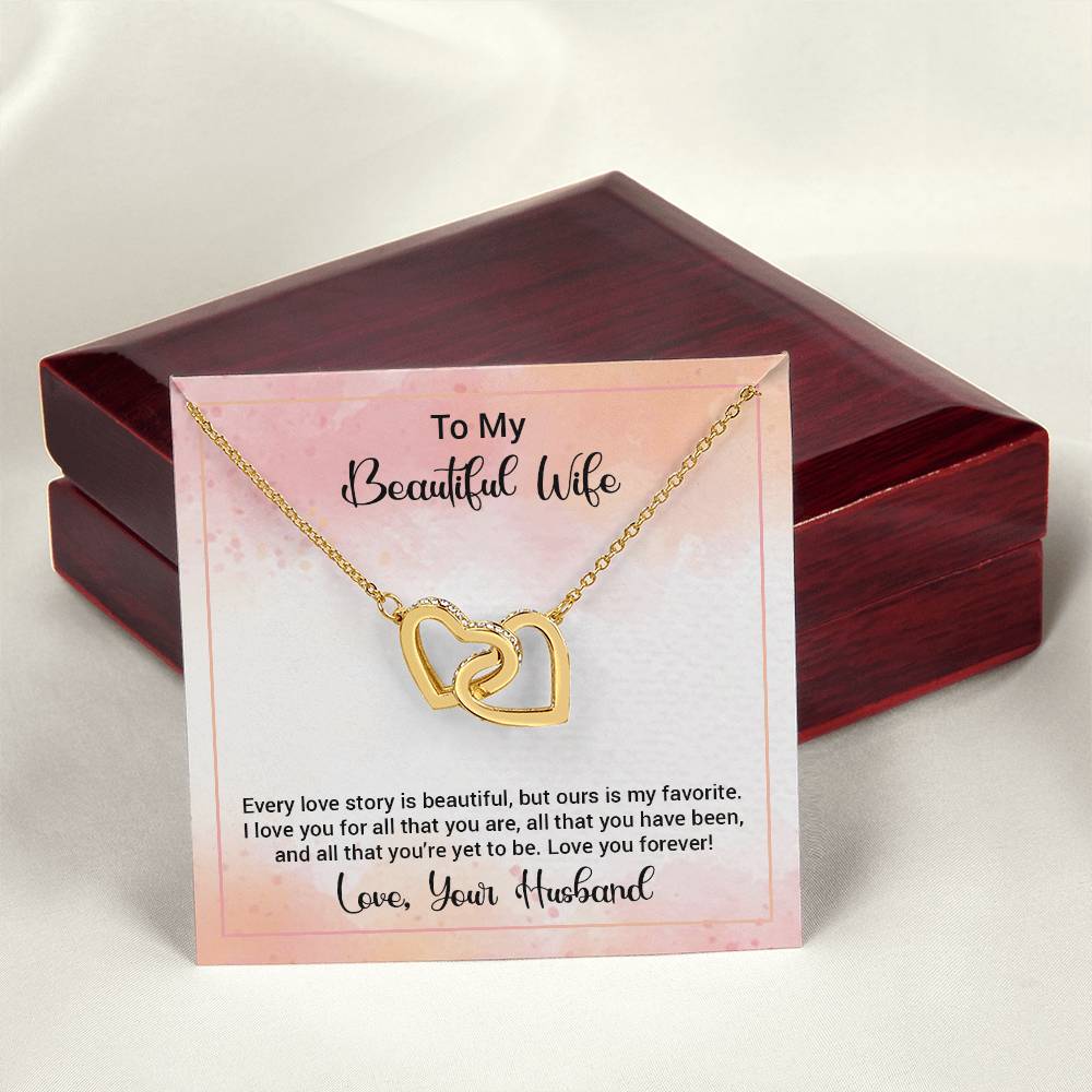 Interlocking Hearts Necklace To My Beautiful Wife Happy Anniversary