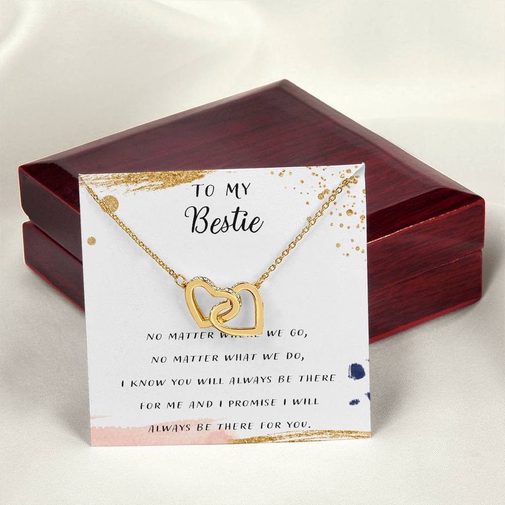 To My Bestie I Laugh A Little Louder Because Of You Interlocking Hearts Necklace