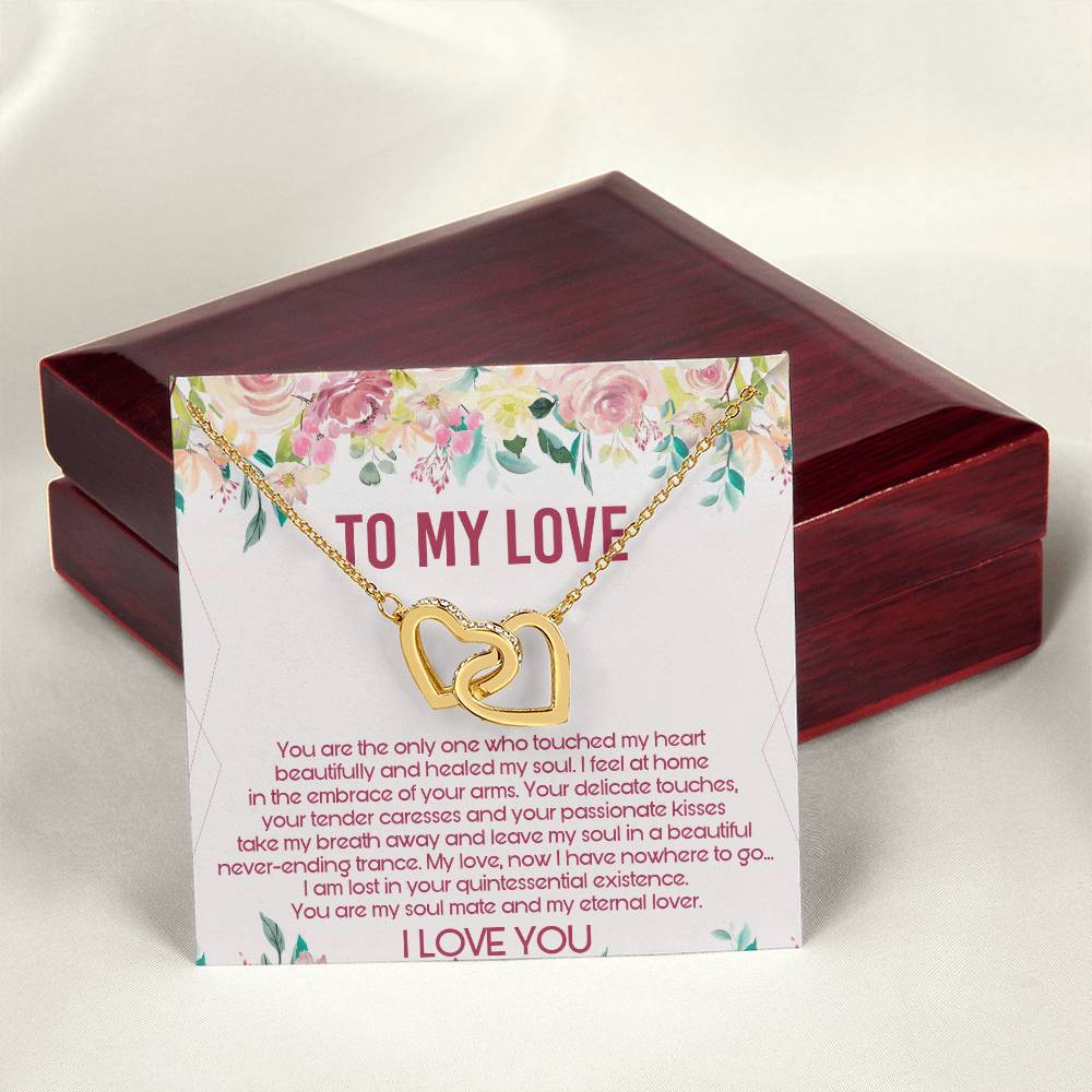 To My Love Interlocking Hearts Necklace Message Card