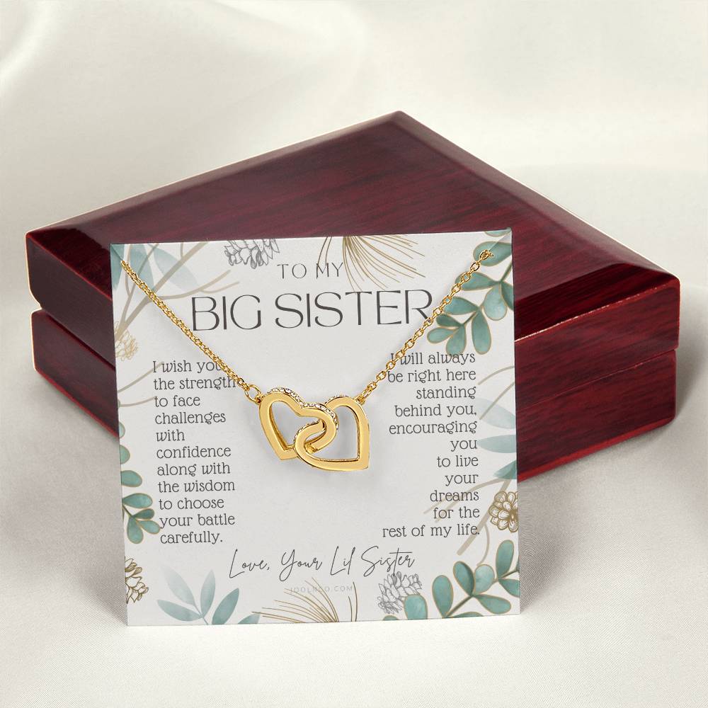 To My Sister Live Your Dreams Gift For Big Sister From Little Sister Sister Birthday Graduation Christmas Present Interlocking Hearts Necklace
