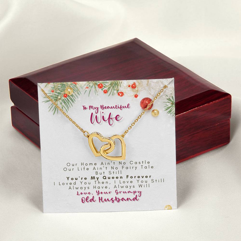 To My Wife - You'Re My Queen Forever - Necklace Interlocking Hearts Necklace